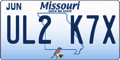 MO license plate UL2K7X