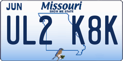 MO license plate UL2K8K