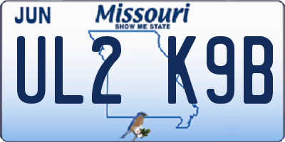 MO license plate UL2K9B