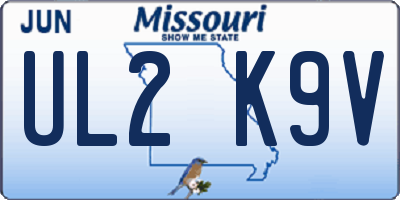 MO license plate UL2K9V