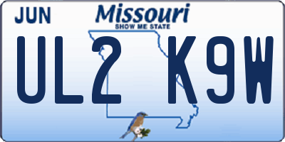 MO license plate UL2K9W