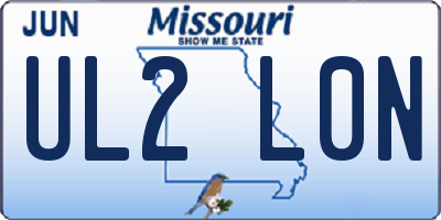 MO license plate UL2L0N