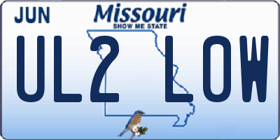 MO license plate UL2L0W