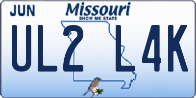MO license plate UL2L4K