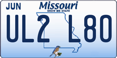 MO license plate UL2L8O