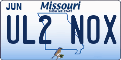 MO license plate UL2N0X
