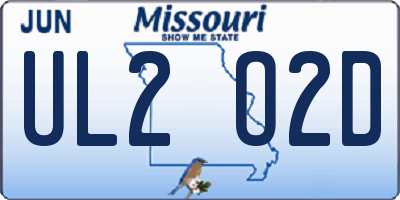 MO license plate UL2O2D