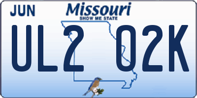 MO license plate UL2O2K