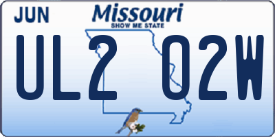 MO license plate UL2O2W