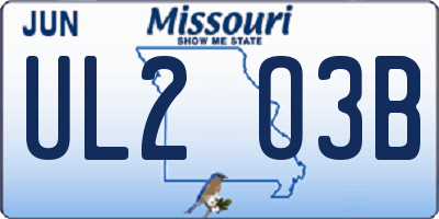 MO license plate UL2O3B