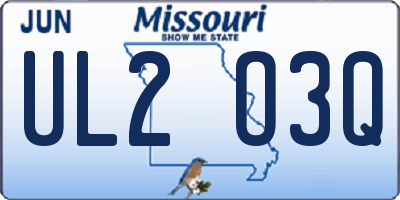 MO license plate UL2O3Q