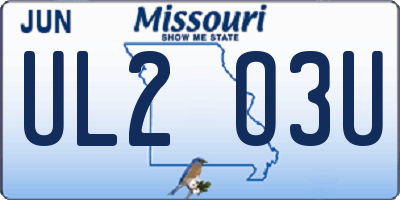 MO license plate UL2O3U