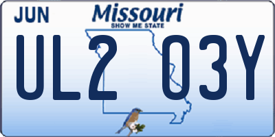 MO license plate UL2O3Y