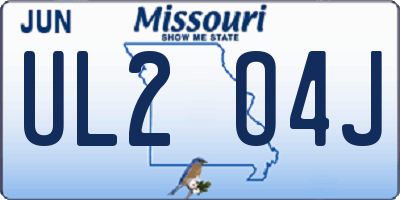 MO license plate UL2O4J