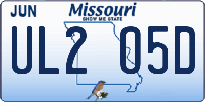 MO license plate UL2O5D