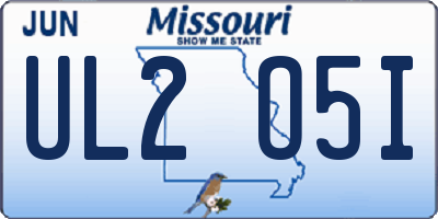 MO license plate UL2O5I