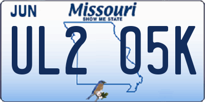MO license plate UL2O5K