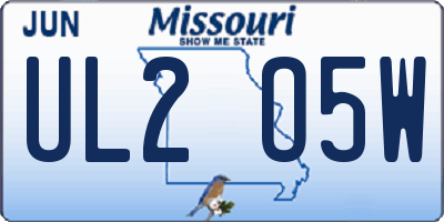 MO license plate UL2O5W