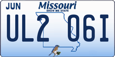 MO license plate UL2O6I