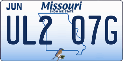 MO license plate UL2O7G
