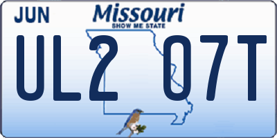 MO license plate UL2O7T