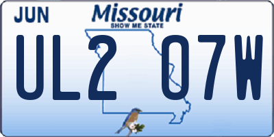MO license plate UL2O7W