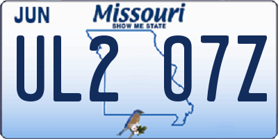 MO license plate UL2O7Z