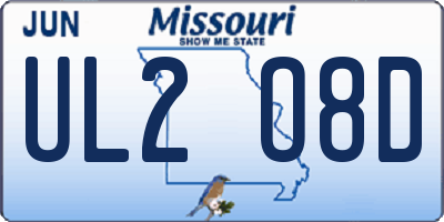 MO license plate UL2O8D
