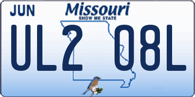 MO license plate UL2O8L