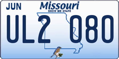 MO license plate UL2O8O