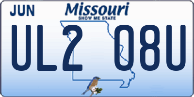 MO license plate UL2O8U