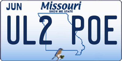 MO license plate UL2P0E