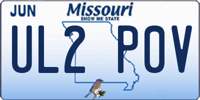 MO license plate UL2P0V