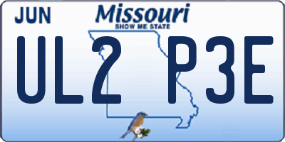 MO license plate UL2P3E