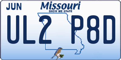 MO license plate UL2P8D