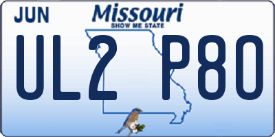 MO license plate UL2P8O