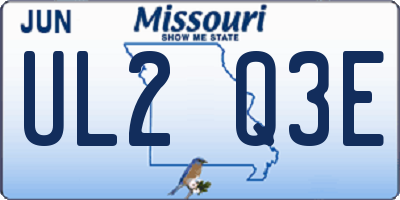 MO license plate UL2Q3E