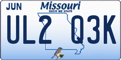 MO license plate UL2Q3K