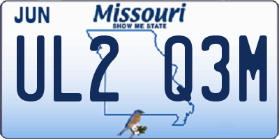 MO license plate UL2Q3M