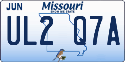 MO license plate UL2Q7A