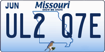 MO license plate UL2Q7E
