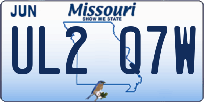 MO license plate UL2Q7W