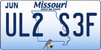 MO license plate UL2S3F