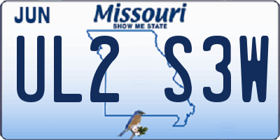 MO license plate UL2S3W