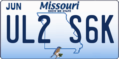 MO license plate UL2S6K