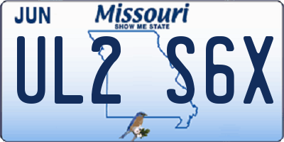 MO license plate UL2S6X