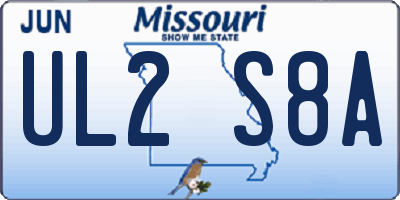 MO license plate UL2S8A