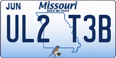 MO license plate UL2T3B