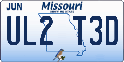 MO license plate UL2T3D