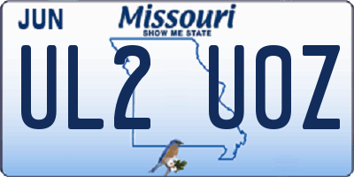 MO license plate UL2U0Z